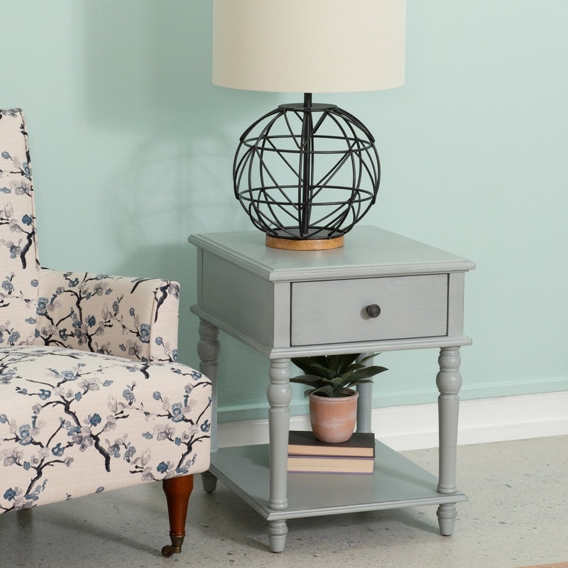 Linon Jowin Classic Wood Side Table with Storage
