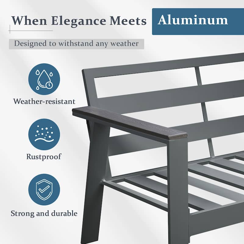 Patio Aluminum Loveseat with Cushions