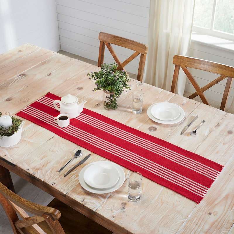 Arendal Red Stripe Runner Fringed 12x36 - 12x48