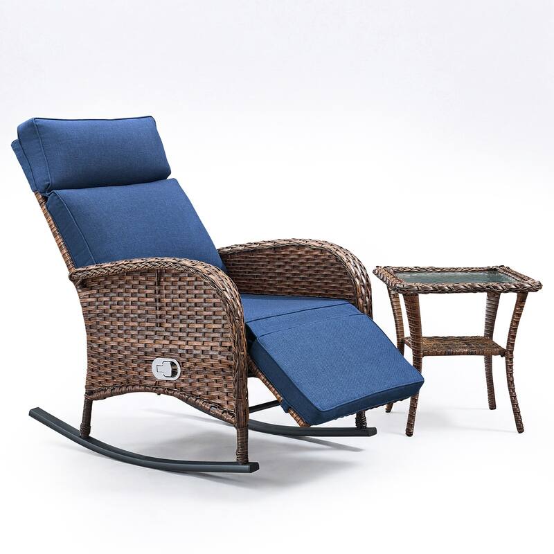 Pocassy Versatile Outdoor Recliner Rocker Chair with Side Table
