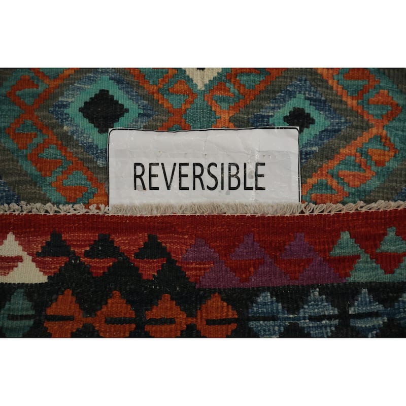 Hand Woven Oriental 100% Wool Carpet Southwestern Geometric Greys & Charcoal Kilim Area Rug - 4' 11'' X 3' 9''