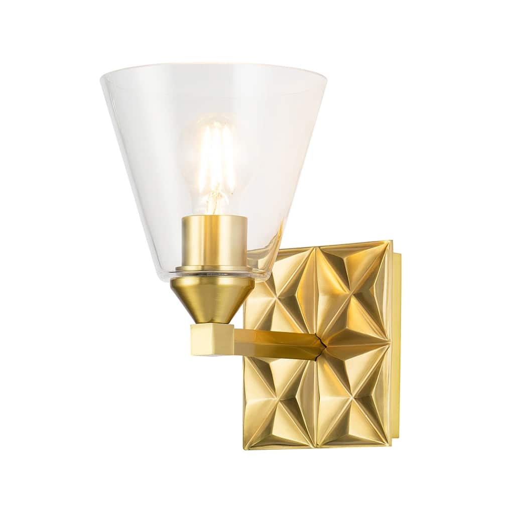 Modern 1 Light Wall Sconce in Aged Brass