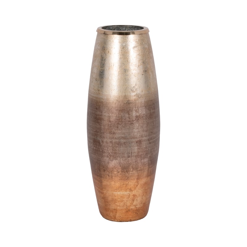 Sagebrook Home Curved Glass Vase, Glass/Metallic, Multi Finish, 17,24,31 Inch