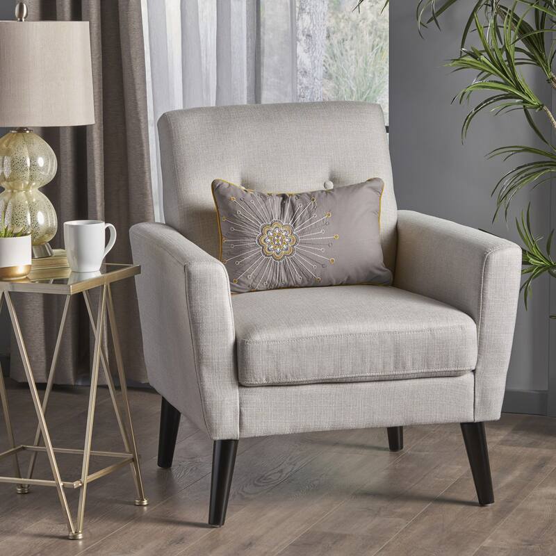 Roomfitters Modern Upholstered Club Chair with Cushioned Seat, Button-Tufted Back and Tapered Legs for Living Spaces