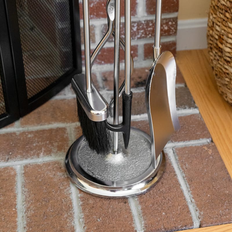 Achla Designs Neoclassic Set of 4 Fireplace Tools w/Round Base, 30 Inch Tall