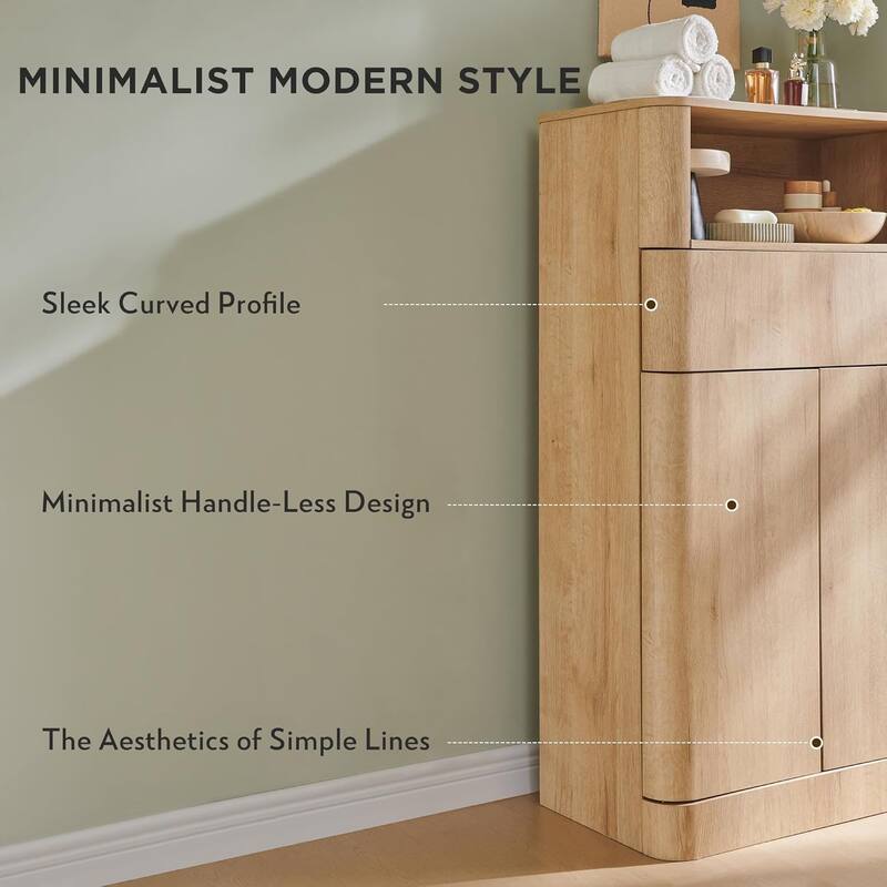 24" Modern Bathroom Storage Cabinet, Wide Cabinet For Living Room