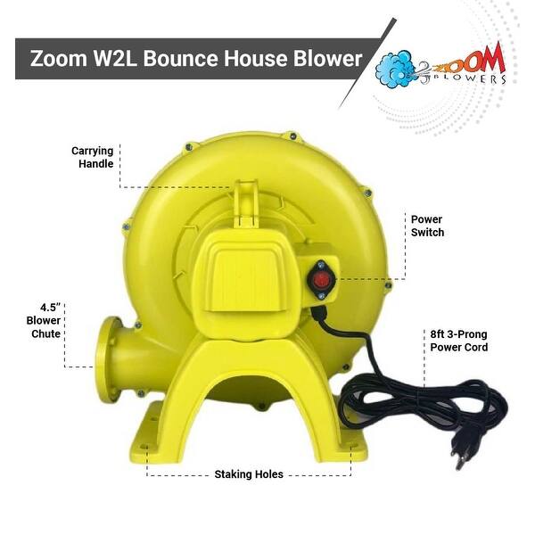 dimension image slide 0 of 3, Zoom Inflatable Bounce House Blower Air Pump Fan, Residential