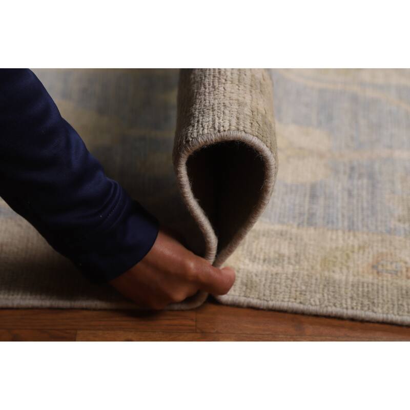 Hand Knotted Oriental 100% Wool Carpet Transitional All-Over Greys & Charcoal Oushak Area Rug - 13' 9'' X 10' 2''