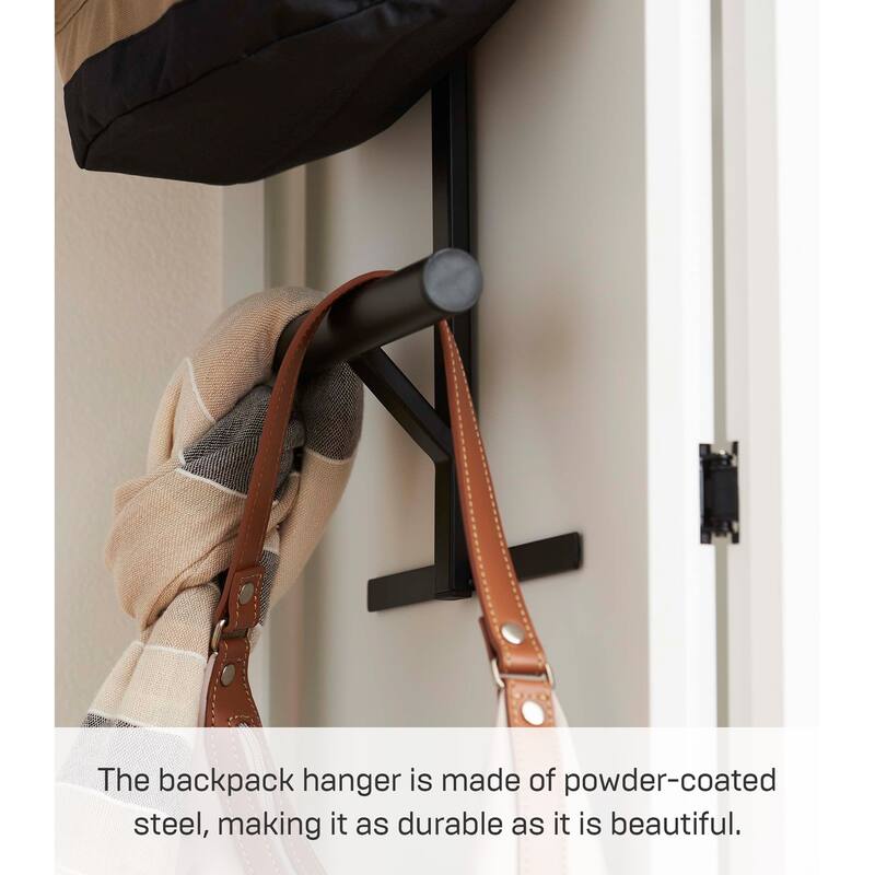 Yamazaki Home Over-the-Door Backpack Hanger, Steel, Holds 22 lbs - L 4.53 x W 10.43 x H 36.42 inches