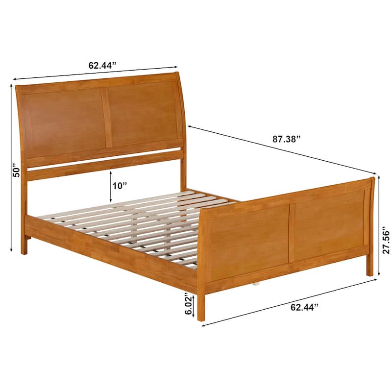 Valencia Solid Wood Low Profile Sleigh Platform Bed with Matching Footboard