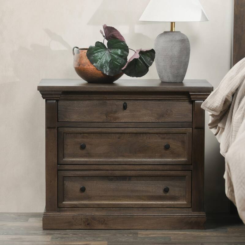 Classic Home Adelaide Three-Drawer Nightstand in Cocoa Brown - Brown - 3-drawer