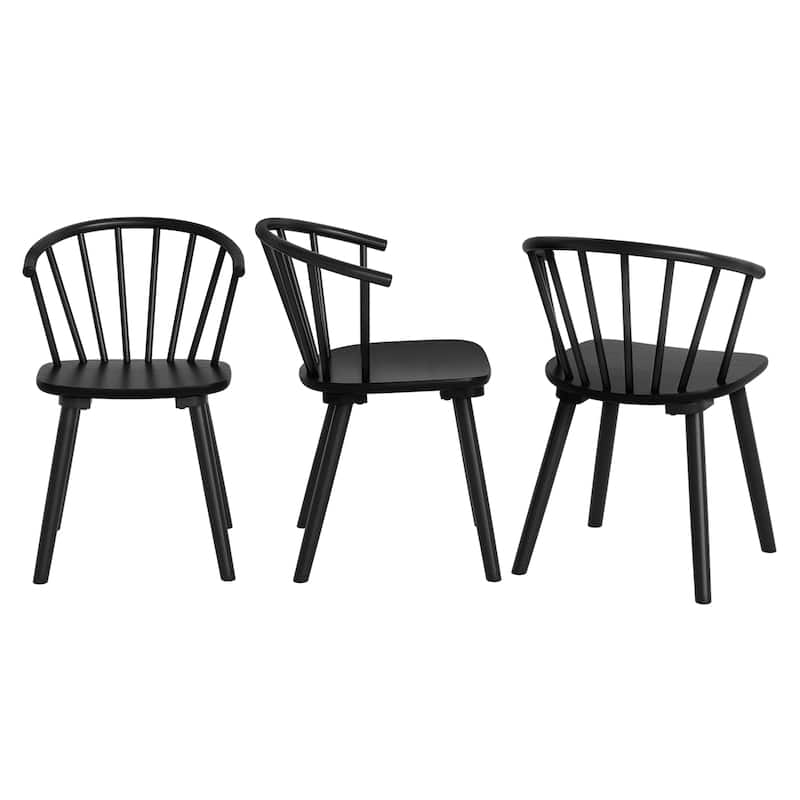 Modern 18.in Kitchen Island Wooden Armless Set of 3 Dining Chairs with Spindle Back