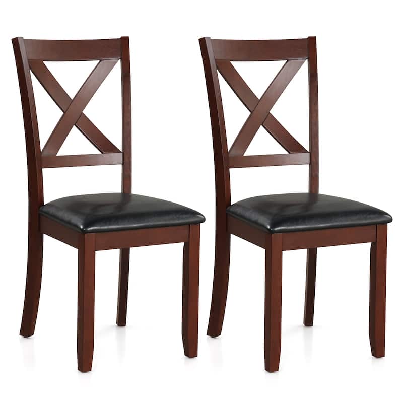 Set of 2 Wooden Kitchen Dining Chair with Padded Seat and Rubber Wood Legs - 18" x 22" x 39" (L x W x H)