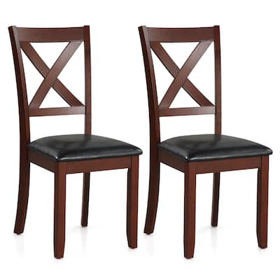 Set of 2 Wooden Kitchen Dining Chair with Padded Seat and Rubber Wood Legs - 18" x 22" x 39" (L x W x H)
