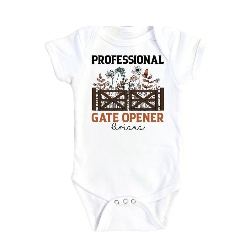 Farm Gate Opener - Baby Boy Girl Clothes Infant Bodysuit Funny Cute Newborn - White - 6-9M