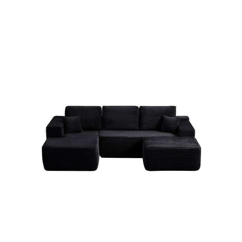 104'' L-Shaped Modern Modular Sectional Sofa with Moveable Ottoman
