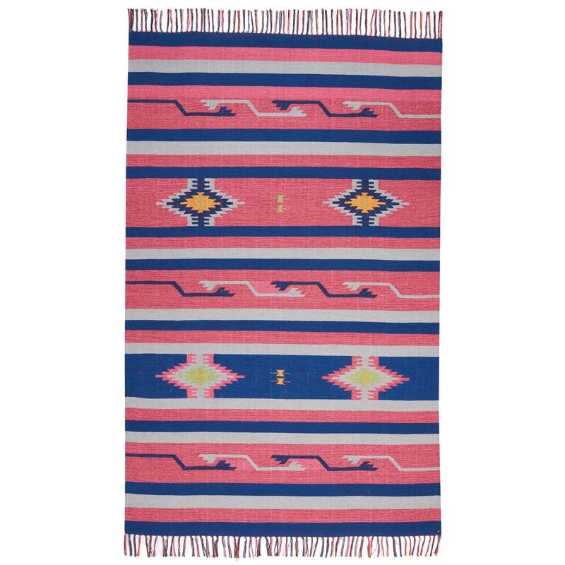 Fuge Southwestern Woven Low Pile with Fringe Area Rug By HomeRoots - 66' X '42' X '0.25
