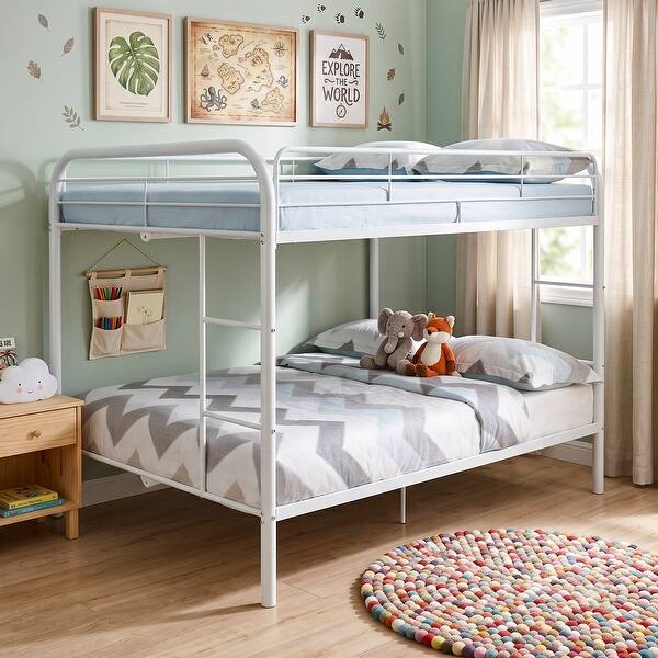 slide 2 of 8, Furniture of America Hind Modern Metal Full over Full Bunk Bed White