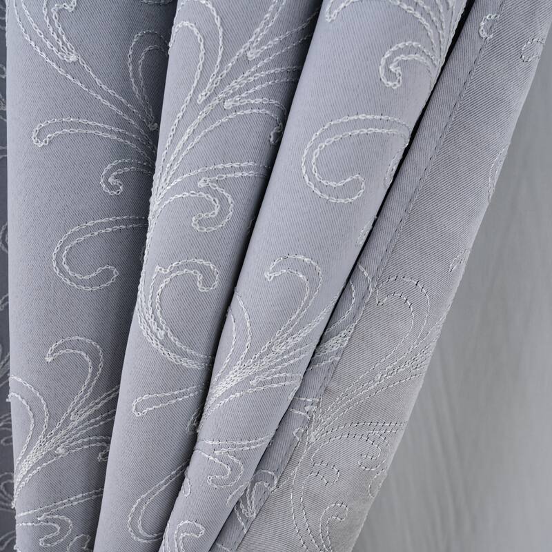 Kimber Embroidered Privacy Window Curtain Panel 84" or 90"