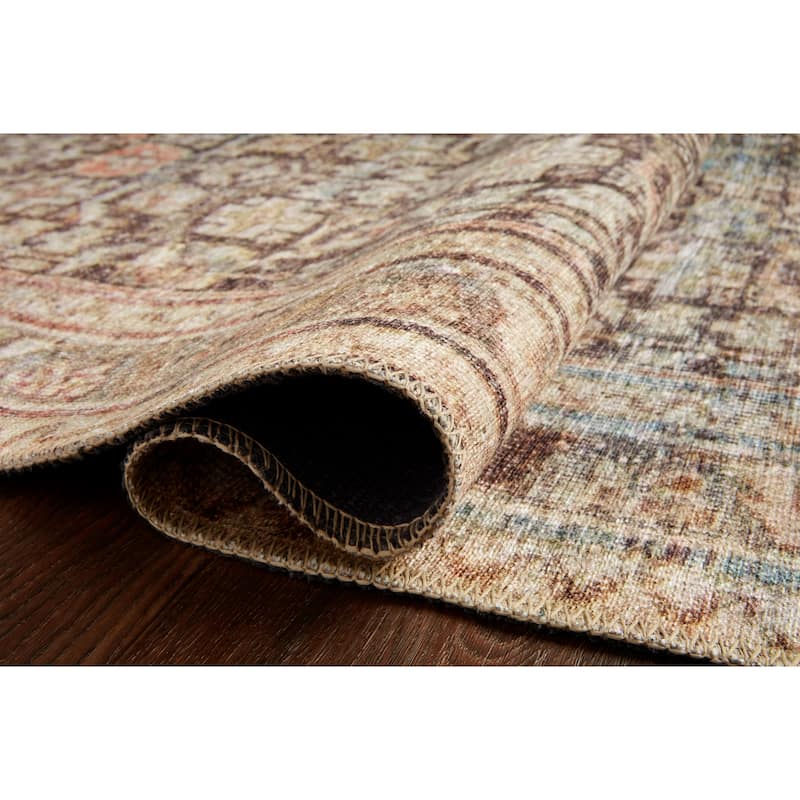Alexander Home Tremezzina Printed Geometric Botanical Distressed Rug