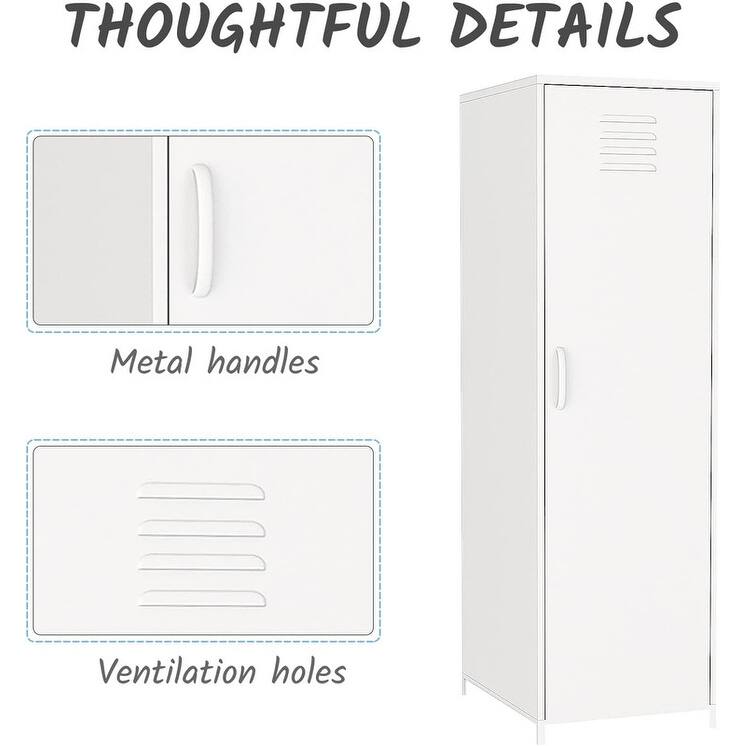 Metal Armoires Locker Cabinet for Kid with Hanging Rod and Shelves