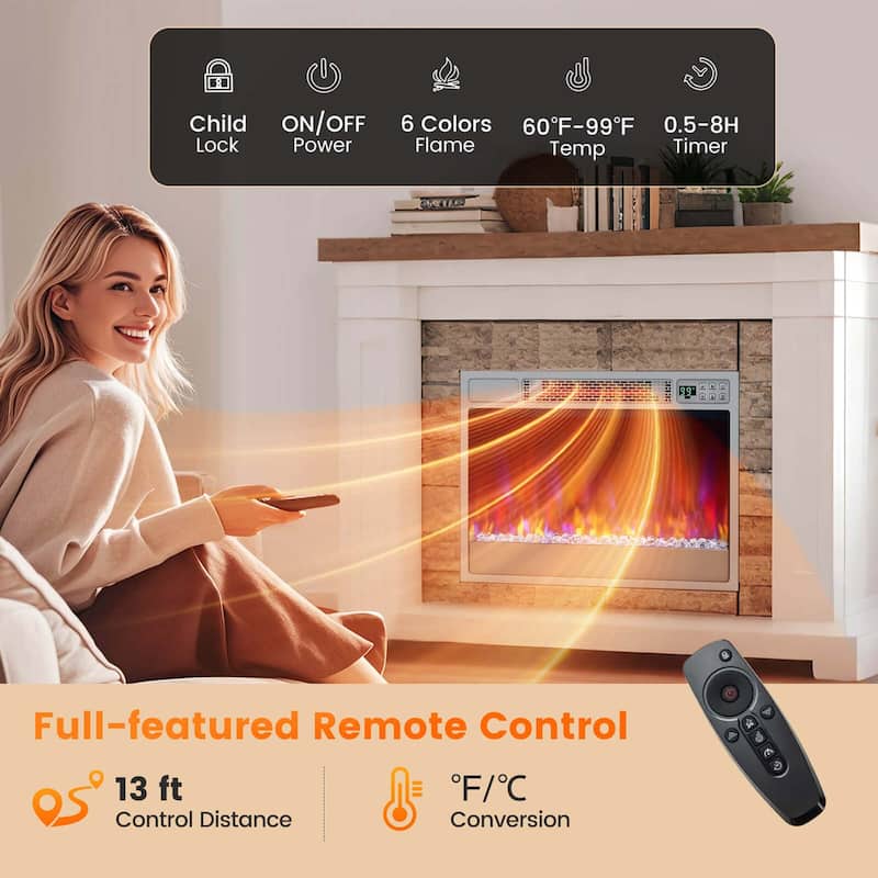 Costway 23-inch Infrared Quartz Electric Fireplace Insert with Remote - See Details
