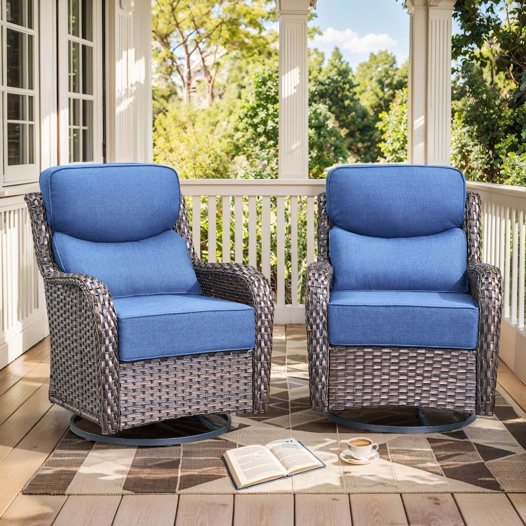 Outdoor Swivel Glider Rattan Chair Set