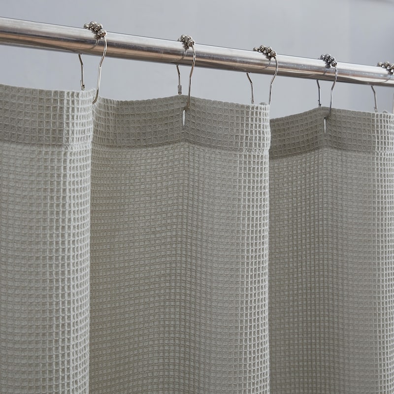 Kenneth Cole Solid Waffle Cotton Blend Shower Curtain