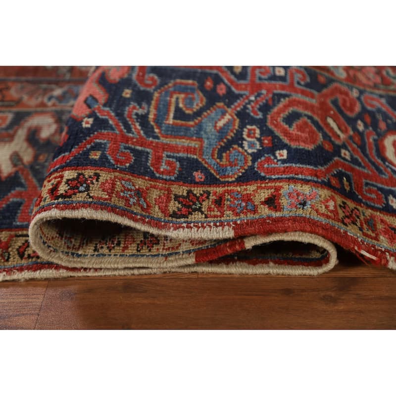 Pre-1900 Antique Heriz Serapi Persian Rug Handmade Wool Carpet - 7'10"x 10'6"