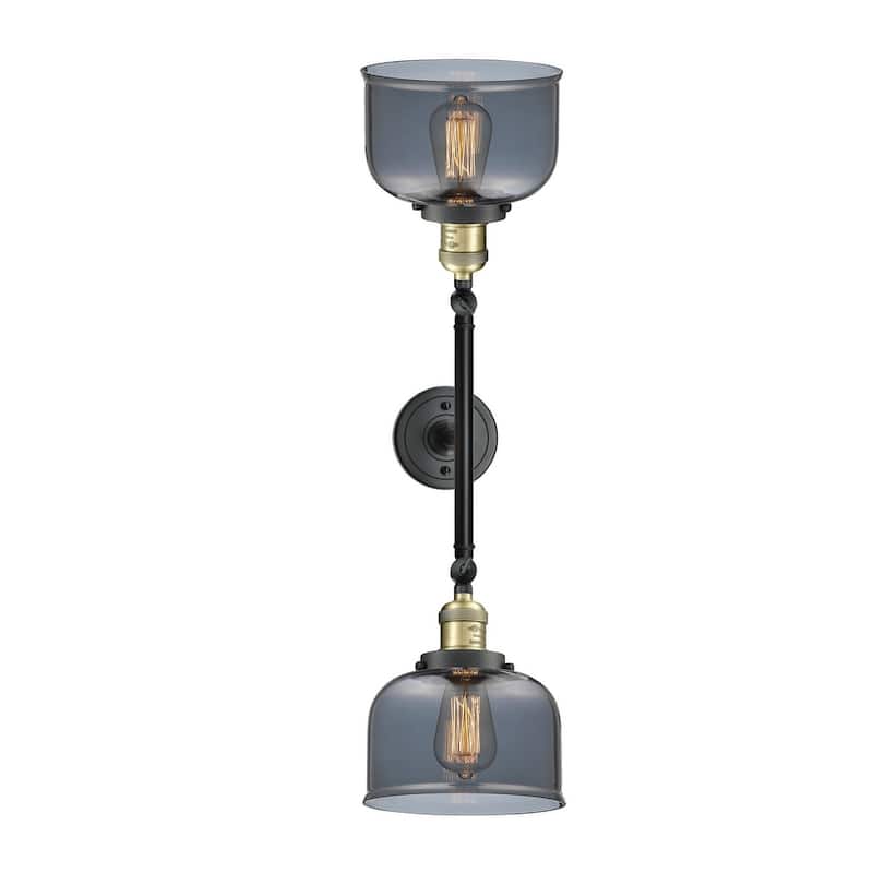Innovations Lighting Large Bell 2 Light 23" Wide Bathroom Vanity Light - Black Antique Brass / Plated Smoked
