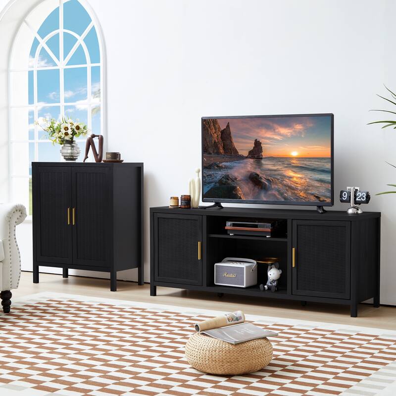 29in.W Wooden 2-Door Sideboard Buffet Cabinet With Storage