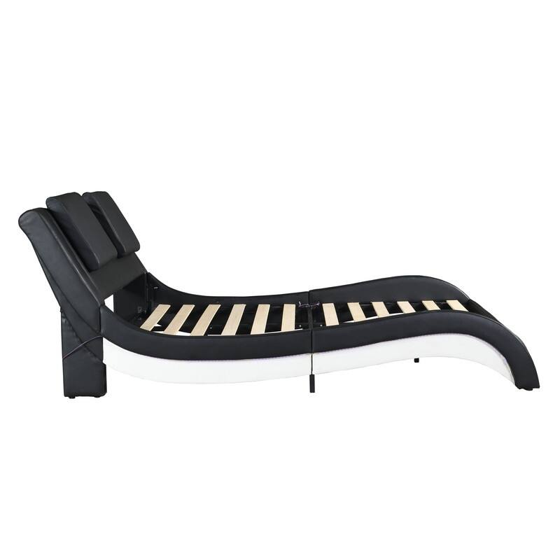 Platform Bed Frame with Led Lighting,Bluetooth Connection to Play Music,Backrest Vibration Massage