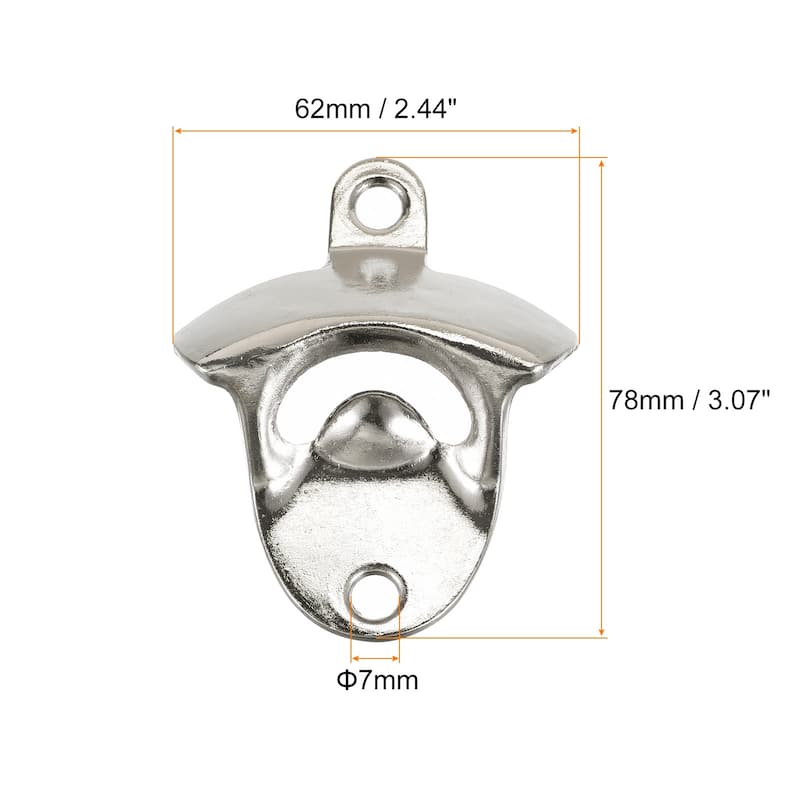 2pcs Wall Mounted Cast Iron Beer Bottle Opener Kitchen Gadget, Silver - Silver