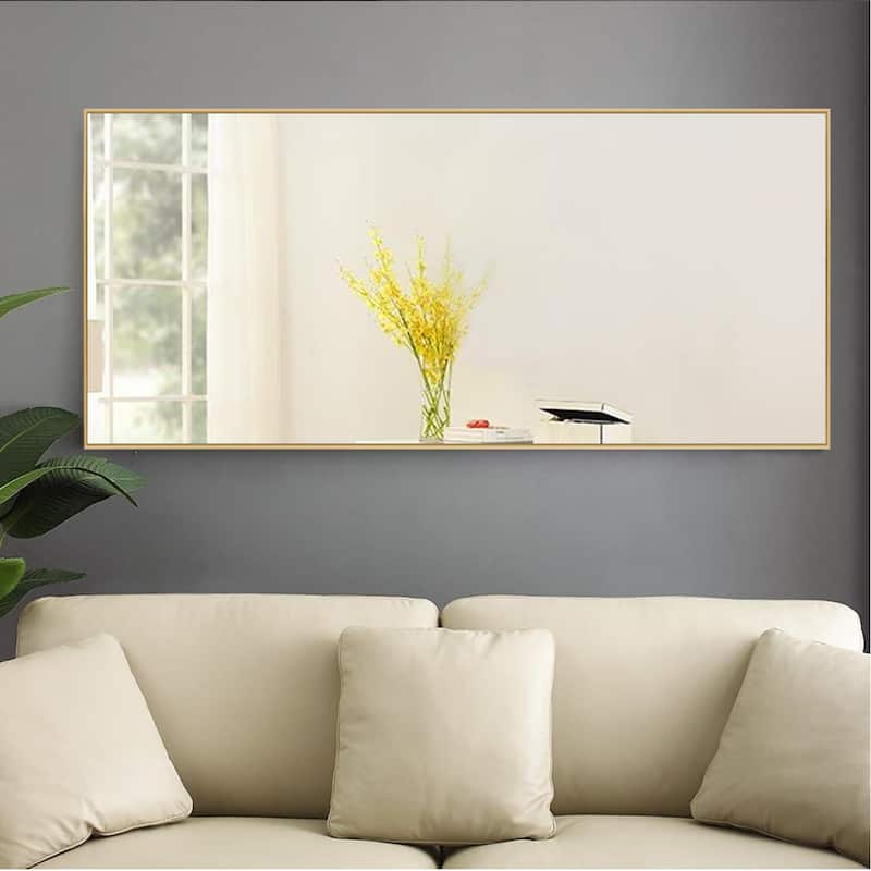 Framed Wall Mirror - 21.7" W x 0.8" D x 47.2" H - Gold