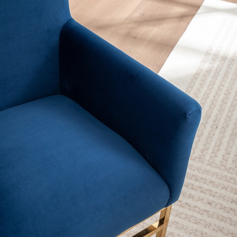 SEYNAR Modern Velvet Accent Arm Dining Chair Set of 2 with Metal Legs