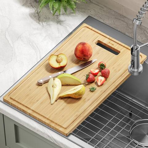 KRAUS Solid Bamboo Cutting Board for Kitchen Sink