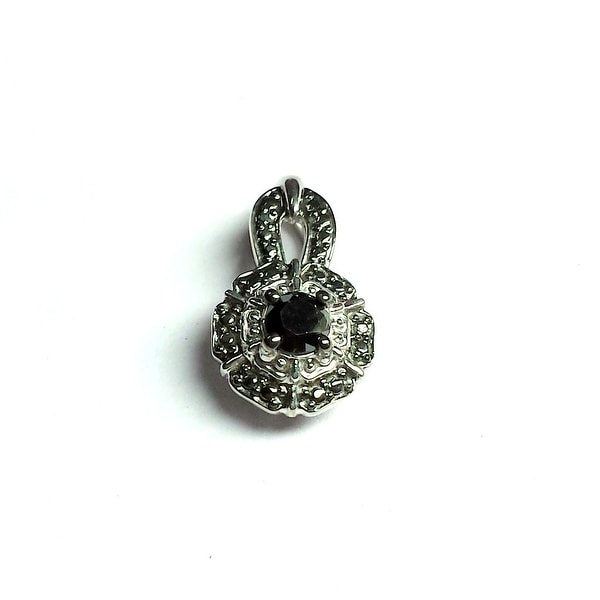 Brand New 0.32 Carat Genuine Black Diamond With Diamond Solitaite Pendant