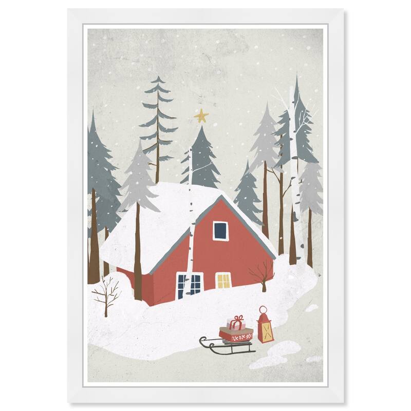 Wynwood Studio Prints Holiday and Seasonal Holiday Getaway Sled Red and Maroon Farmhouse Wall Art Canvas Print