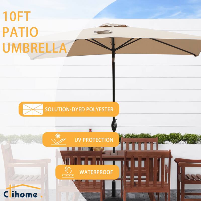 Clihome 10' x 6'5 Aluminum Rectangular Market Umbrella