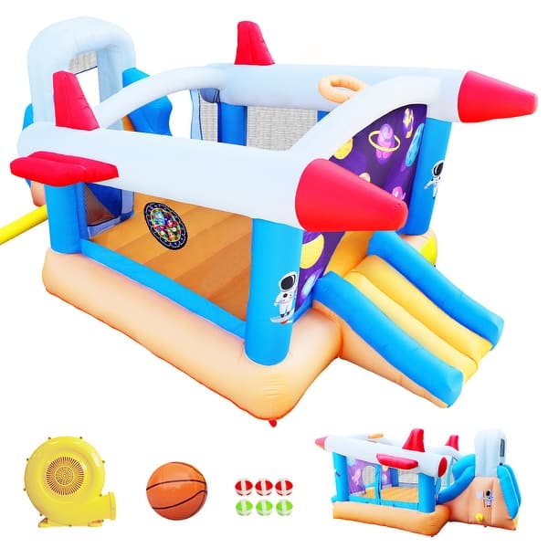 slide 2 of 6, Multifunctional Inflatable Bounce House Extra Large 187 x 122 x 81'' Extra Thick Material Jumping Castle With Long Slide