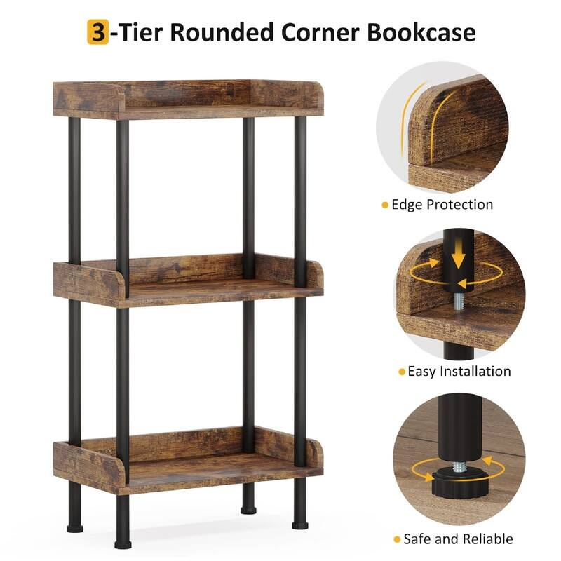 Bookshelf Small Book Shelf - 15.75"D x 9.45"W x 33.46"H
