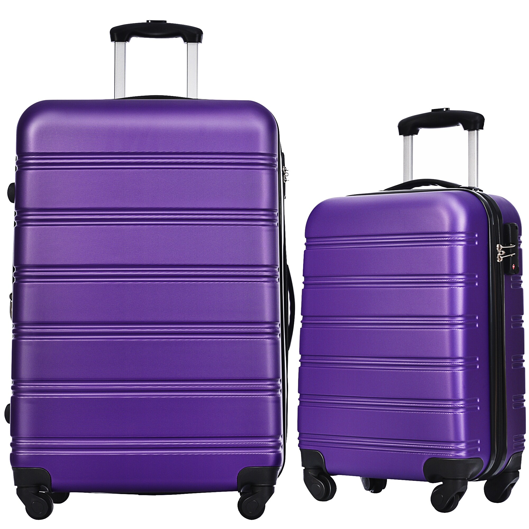 LONG VACATION Luggage Set 4 Piece Luggage Set ABS hardshell TSA Lock  Spinner Wheels Luggage Carry on Suitcase (BLACK-BROWN, 6 piece set)