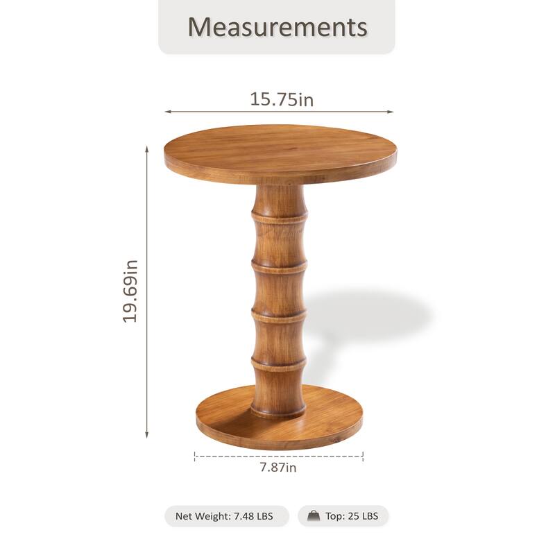 COZAYH Farmhouse Wood Base Pedestal Table, Round Accent Table for Living Room or Entryway, Compact Side Table for Small Spaces