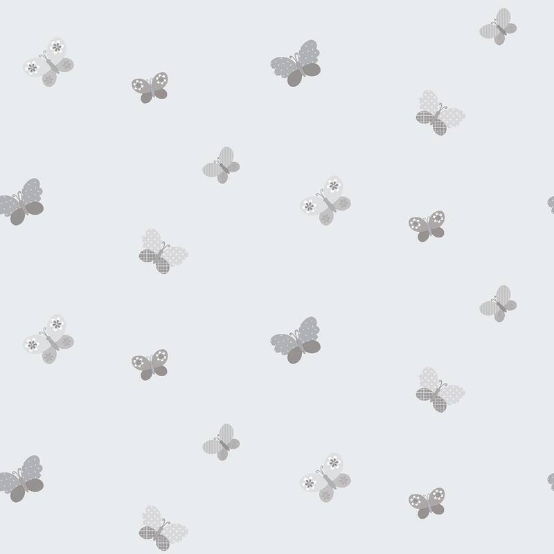 Galerie Wallcoverings Just 4 Kids 2 Butterflies Non-woven Matte Wallpaper Roll - 33 feet x 21 inches - Grey