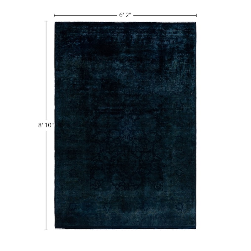 Fine Vibrance One-of-a-Kind Hand-Knotted Area Rug - Black, 6' 2" x 8' 10" - 6' 2" x 8' 10"