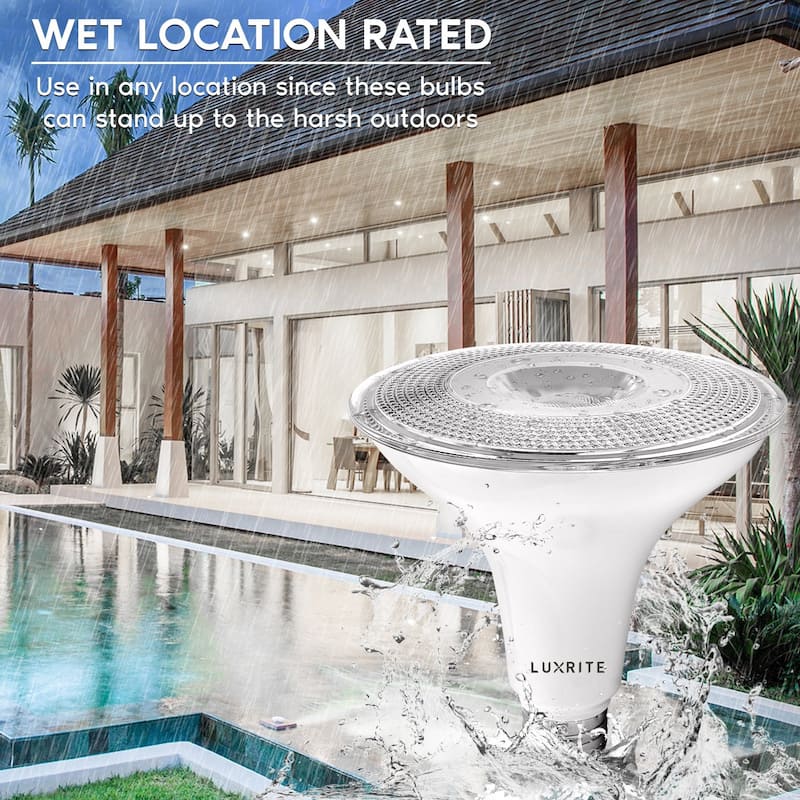Luxrite 6 Pack LED PAR38 Flood Light Bulb 1250 Lumens 15W Dimmable Wet Rated E26 Base UL Listed