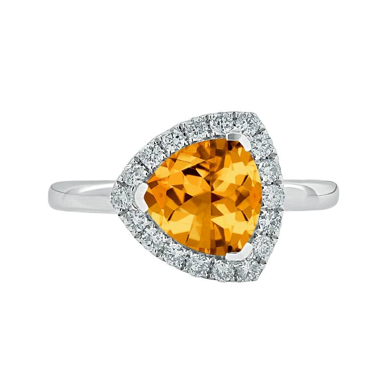 Auriya 2 1/8ct Trillion-cut Citrine and Halo Diamond Engagement Ring 1/4ctw 14k Gold