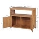preview thumbnail 34 of 32, GDFStudio - Harbor Outdoor Solid Fir Wood Storage Bar Table with Slatted Design