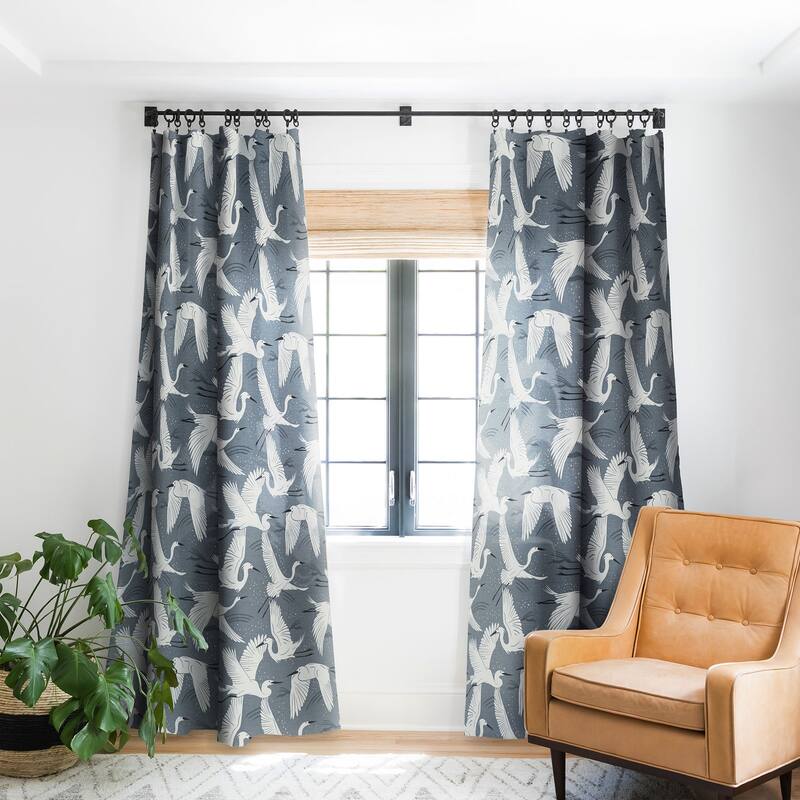 Blackout Soaring Wings Steel Blue Grey Made-to-Order Curtain Panel (One Panel) - 63 Inches x 50 Inches