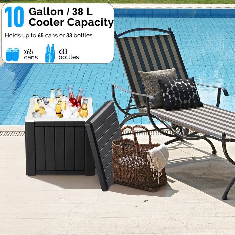 10 Gallon Cooler Side Table, Portable Multifunctional Ice Cooler Outdoor Cocktail Side Table for Camping, Pool, Party